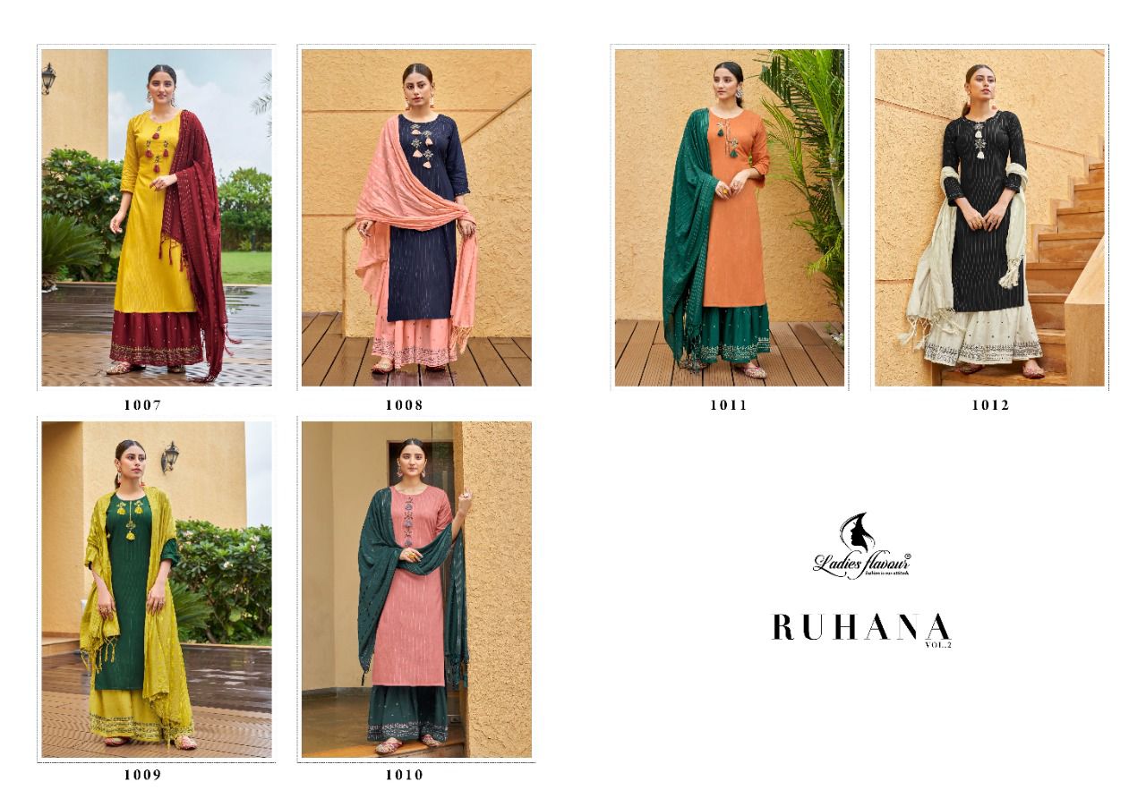 Ladies Flavour Ruhana 2 Festive Wear Rayon With Embroidery And Khatli Work Salwar Kameez Collection